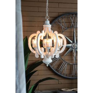 Lámpara Colgante de Madera Db Farmhouse de 6 Luces, Color Blanco, Cadena Ajustable, Tamaño Mediano, para Comedor, Sala de Estar, Entrada - Product Image 4