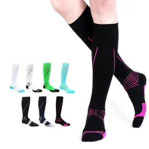 New Design Cotton Calf Leg Support Knit Unisex Soccer Outdoor 20-30mmhg Knee High Athletic Running Compression Socks