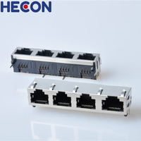 RJ-45 Rj45 Konnektör RJ45 1x4 Portlu Modüler Jak Sağ Açılı LED'siz Dişi Soket Konnektör