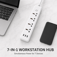 Multiprise industrielle en laiton avec convertisseur de prise britannique standard et 3 prises européennes, ports USB inclus