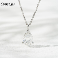 Collier en diamant cultivé en laboratoire Starsgem, 1,06 ct, forme poire, couleur D, VS, plaqué or massif 10 carats, vintage, cadeau de fiançailles pour femme