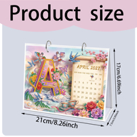 Calendrier de table en cristal diamanté avec design de lettres saisonnières sur 12 mois