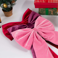 Grand nœud de Noël en velours, rouge, rose, violet, long nœud décoratif, ornement pour porte d'entrée, décorations de Noël pour la maison