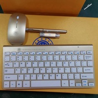 Tam set bilgisayar ince kablosuz klavye ve fare 4 in 1 set metal hediye siyah oyun iş ofis mini fare klavye seti