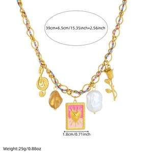 Fashion Pendant Necklace Gold Plated Heart Musical Note Colorful Rope Chain Charm Jewelry Gift - Product Image 4