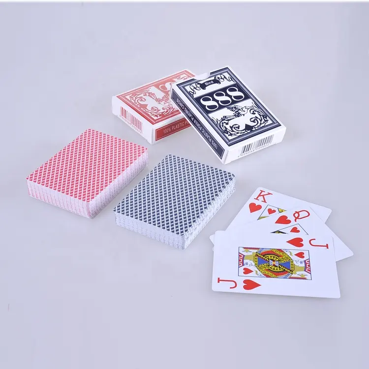 Özel baskılı kişiselleştirilmiş Poker kartları iskambil kartları güverte 888 plastik kağit kutu Shunda Jumbo iskambil kartları plastik kaplı 5X7