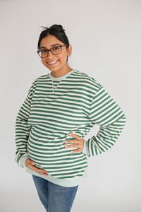 Felpa <span class=keywords><strong>Premaman</strong></span> a Maniche Lunghe da Donna, Vestibilità Oversize, con Strisce, per Allattamento, Top per Gravidanza - Product Image 5