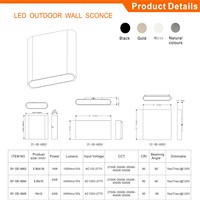Applique murale LED extérieure étanche IP65 18W 5CCT réglable haut/bas pour maison, garage, patio, porche