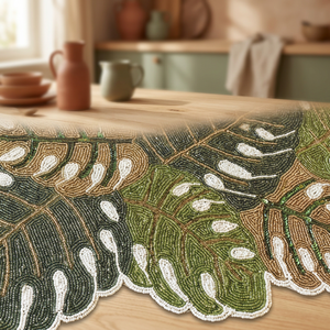 Bohemian Embroidered Floral Beaded Customizable Eco-friendly <b>Table</b> <b>Runner</b> Home Decor Hand Wash - Product Image 4