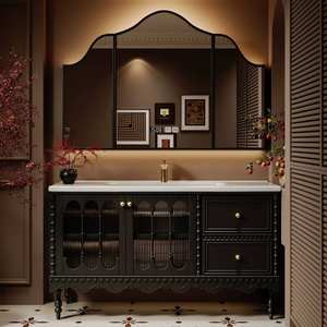 Meuble de salle de bain mural de luxe léger avec lavabo en céramique intégré, miroir anti-buée et armoire éclairée - Product Image 4