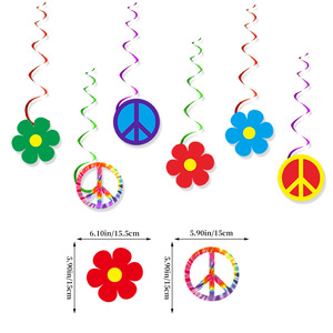 Artículos de Fiesta Retro con Temática de los Años 60, Guirnalda, Bandera, Globo Espiral, Decoraciones para Fiesta de Cumpleaños de los Años 60 - Product Image 4