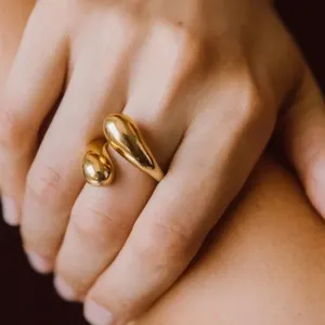 Dainty desain asli perhiasan halus cincin terbuka dapat disesuaikan cincin terbuka baja tahan karat wanita cincin bungkus