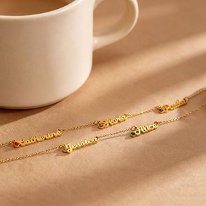 <b>Custom</b> Stainless Steel Family <b>Name</b> <b>Necklace</b> Multiple <b>Names</b> Birthstone Choker Personalized Family Member <b>Necklace</b> Jewelry Gift - Product Image 2