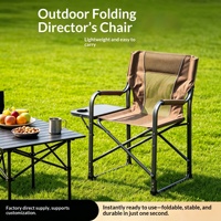 Chaise de camping pliante d'extérieur avec table latérale et dossier, fauteuil de pêche portable (tissu Oxford 600D)