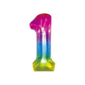Globo de aluminio con el número 1, multicolor, metálico, de 45 cm, para decoración de fiestas de cumpleaños infantiles - Product Image 2