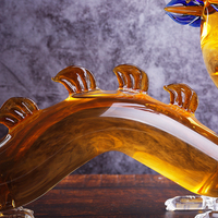 Carafe en verre transparente artisanale en forme de dragon chinois - Récipient de stockage pour vin et spiritueux avec bouchon à vis en métal et boîte cadeau