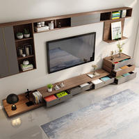 Table Basse Moderne de Salon pour la Maison, Ensemble Rectangulaire Meuble Décoration en Bois avec Table Basse et Meuble TV