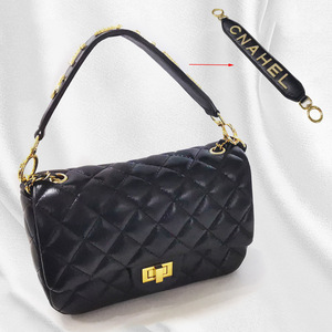 CNAHEL Leather <b>Bag</b> Strap Black Handle With English Lettering Fashionable Rope Type Summer 2021 - Product Image 1