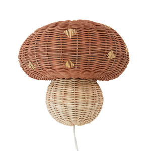 Hand Woven Rattan Mushroom Wall <b>Lamp</b> E27 Led Light Source Khaki Color For Childrens Room Bedroom <b>Study</b> Wall Mounted - Product Image 4