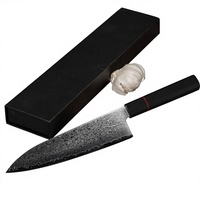 Couteau de Chef Professionnel en Acier Damas pour Cuisine Japonaise, Sashimi, Design Moderne Luxueux, Tranchant, Écologique, Manche en Bois