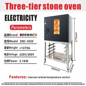 Forno Commerciale a 3 Piani con Funzione Vapore Integrata, Forno Elettrico <span class=keywords><strong>per</strong></span> Pizza e Pane con Piano in Pietra <span class=keywords><strong>per</strong></span> Panetterie - Product Image 1