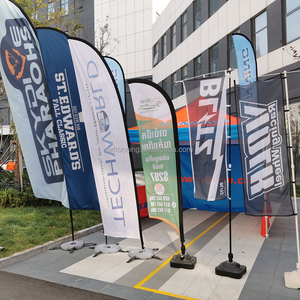 Banderas de Pluma de Poliéster Personalizadas para Publicidad Exterior, Banderas de Playa en Forma de Lágrima, Banderas con Base Cruzada y Estaca, Pancartas Promocionales - Product Image 3