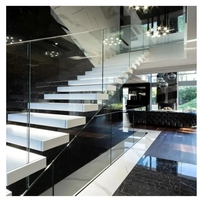 Escalier flottant préfabriqué Escalier moderne en acier au carbone Mono Beam Marbre Escalier personnalisable pour appartement et cuisine Intérieur