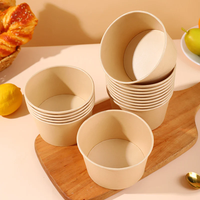 Bol en papier jetable pour salade de fruits, dessert à emporter, bol d'açaï avec couvercle