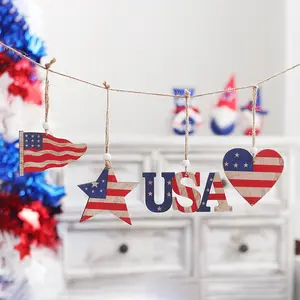 Hot sell Independence Day Hanging Decorations for 4th Of July Party Wooden Hanging Tags Ornaments