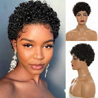 Perruque en cheveux humains à dentelle transparente, coupe pixie bouclée, prix d'usine, perruque à dentelle frontale transparente, coupe pixie pour femmes, vague profonde, perruque en cheveux humains pas chère