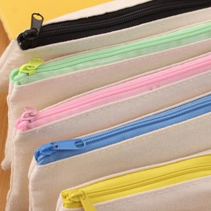 Pouch Cotton Zipper Pencil Bag 6A Storage Bag Cosmetic Pouch Cotton Canvas Pencil Case Bag With Colorful Zipper