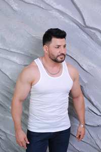 Chemise sans manches en popeline de coton unie pour homme, fil cardé 30/1, respirante, légère, basique, sous-vêtement, export - Product Image 2