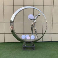 Pico Art Modern Garden Ring, sculptures humaines en acier inoxydable, couleur miroir sur table