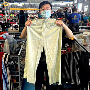 Pantalones de Tela Elástica de Talla Grande para Mujer, Estilo Vintage, de Pierna Ancha, para <span class=keywords><strong>Oficina</strong></span>, Ropa de Verano al por Mayor para Exportación - Product Image 1