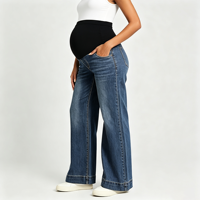 Jean de maternité à soutien abdominal pour femme, coupe large, en denim extensible, décontracté et confortable pour le quotidien