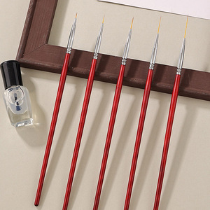 Pinceau à ongles à manche en bois rouge 6 mm 9-24 mm, outil de dessin de précision pour la manucure et le nail art - Product Image 3