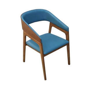 Silla de comedor de madera maciza de <span class=keywords><strong>roble</strong></span>/Fresno, moderna, de cuero <span class=keywords><strong>blanco</strong></span> para restaurante, novedad - Product Image 2