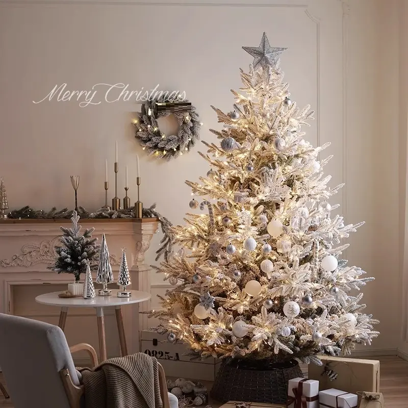 PVC Mini Potted Simulação Árvore Grande Neve Natal Decoração Ornamento De Árvore Com Luz LED