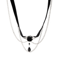 Collar Gargantilla Punk Lolita Negro con Borlas y Cadena para Mujer, Accesorios de Cosplay de Bruja Oscura Gótica, Joyería de Moda para el Cuello