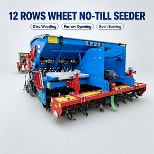 Sembradora de Trigo de 12 Filas de Alta Resistencia con Nivelador de Suelo Rotatorio Frontal, Abrebordes de Disco, Máquina de Siembra Directa de Trigo y Maíz - Product Image 2