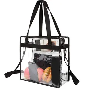 Clear Stadium Approved Transparent Waterproof Clear Tote Bags for Work OEM/ODM Women Cosmetic Handbag Outdoor Shopping Custom