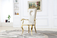 Chaise de salon royale avec accoudoirs en vente, chaise de mariage, chaise de salle à manger en acier inoxydable doré avec dossier perforé, chaises pour couples