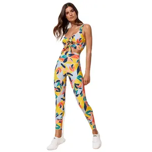 High quality floral printed leggings women tight high waist yoga pants