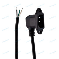 IEC 320 C14 avec trous de vis Fiche à angle droit vers extrémité de fil nu, câble d'alimentation SVT 18AWG, 10A 250V, pour installation personnalisée