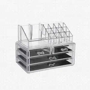 Cosmetic Organizer Makeup Drawers Display Box/ Acrylic Clear Cabinet Case Set