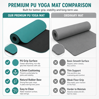 Tapis de yoga en caoutchouc PU 4,5 mm 183x68 cm, extrémité arrondie en forme d'arche, antidérapant, pour yoga chaud, Pilates, exercices, logo personnalisé, fabrication en usine