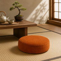 Coussin de sol rond en velours terracotta, antidérapant, avec fermeture éclair dissimulée, housse lavable, noyau haute résilience, pour yoga