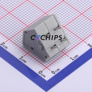XY111B-5.08-2P Spring Terminal Block Through hole Component (THT),P=5.08mm Connector 1x2P 5.08mm Gray 2P - Product Image 2