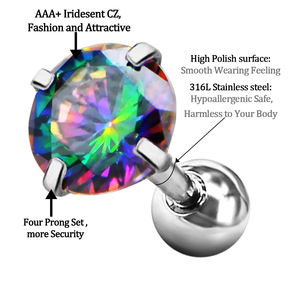 Toposh-Conjunto de pendientes de acero inoxidable 316L, pendientes de cartílago, <span class=keywords><strong>Tragus</strong></span>, Piercing para el cuerpo, joyería - Product Image 5