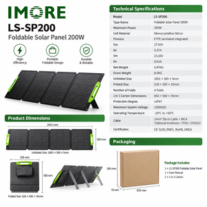 <b>200W</b> Foldable Photovoltaic <b>Solar</b> <b>Panel</b> ETFE IP67 with MC4 for Portable Power Stations RV Camping Travel and Outdoor Charging - Product Image 3